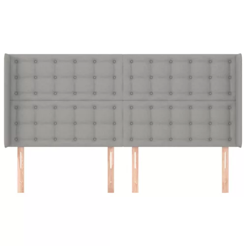 Világosszürke szövet fejtámla szárnyakkal 163x16x118/128 cm