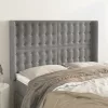 Világosszürke bársony fejtámla szárnyakkal 147x16x118/128 cm