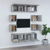 8 részes szürke sonoma színű szerelt fa TV-szekrényszett
