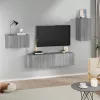 4 részes szürke sonoma színű szerelt fa TV-szekrényszett