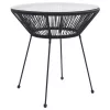 Fekete rattan és üveg kerti étkezőasztal Ø70 x 74 cm