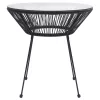 Fekete rattan és üveg kerti étkezőasztal Ø70 x 74 cm