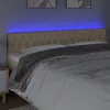 Krémszínű szövet LED-es fejtámla 200x7x78/88 cm