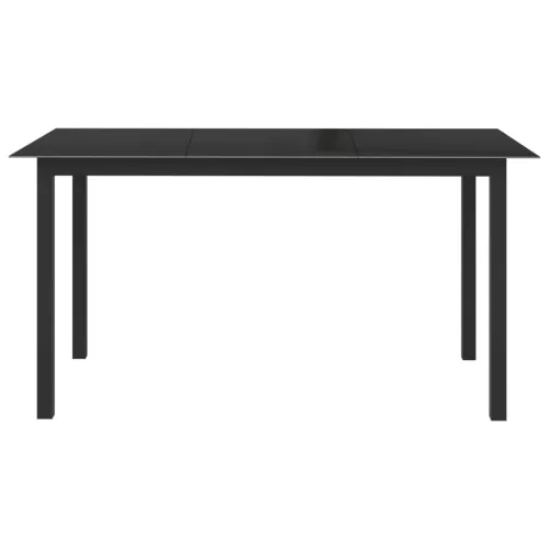 Black alumínium és üveg kerti asztal 150 x 90 x 74 cm