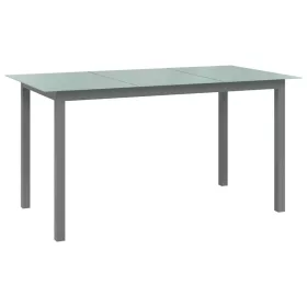   Világosszürke alumínium és üveg kerti asztal 150 x 90 x 74 cm