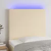 Krémszínű szövet LED-es fejtámla 80x5x118/128 cm