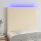 Krémszínű szövet LED-es fejtámla 80x5x118/128 cm