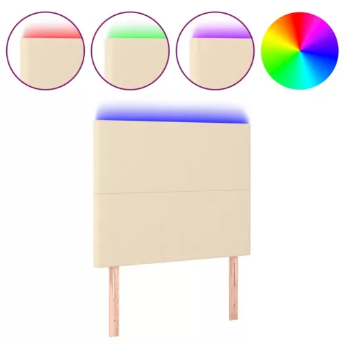 Krémszínű szövet LED-es fejtámla 80x5x118/128 cm