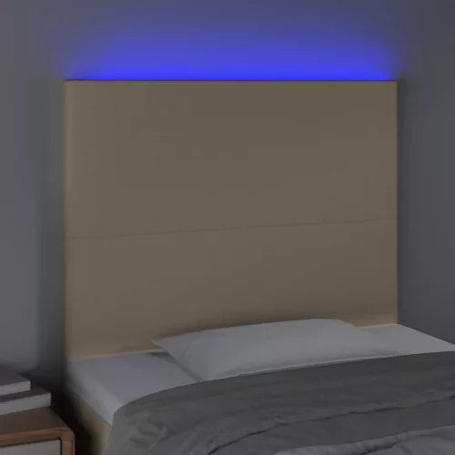 Krémszínű szövet LED-es fejtámla 80x5x118/128 cm