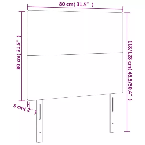 Krémszínű szövet LED-es fejtámla 80x5x118/128 cm