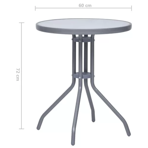 Világosszürke acél és üveg kerti asztal 60 cm
