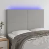 Világosszürke szövet LED-es fejtámla 144x5x118/128 cm
