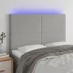Világosszürke szövet LED-es fejtámla 144x5x118/128 cm