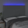 Világosszürke szövet LED-es fejtámla 144x5x118/128 cm
