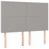 Világosszürke szövet LED-es fejtámla 144x5x118/128 cm