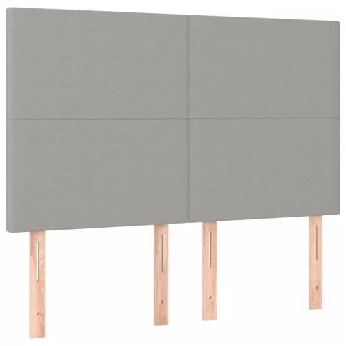 Világosszürke szövet LED-es fejtámla 144x5x118/128 cm