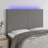 Sötétszürke szövet LED-es fejtámla 144x5x118/128 cm