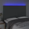 Sötétszürke szövet LED-es fejtámla 144x5x118/128 cm