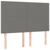 Sötétszürke szövet LED-es fejtámla 144x5x118/128 cm