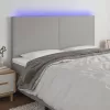 Világosszürke szövet LED-es fejtámla 160x5x118/128 cm