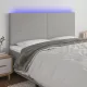 Világosszürke szövet LED-es fejtámla 160x5x118/128 cm