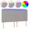 Világosszürke szövet LED-es fejtámla 160x5x118/128 cm