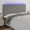 Sötétszürke szövet LED-es fejtámla 160x5x118/128 cm