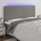Sötétszürke szövet LED-es fejtámla 160x5x118/128 cm