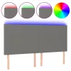 Sötétszürke szövet LED-es fejtámla 160x5x118/128 cm