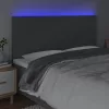 Sötétszürke szövet LED-es fejtámla 160x5x118/128 cm