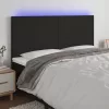 Fekete szövet LED-es fejtámla 160x5x118/128 cm