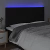 Fekete szövet LED-es fejtámla 160x5x118/128 cm