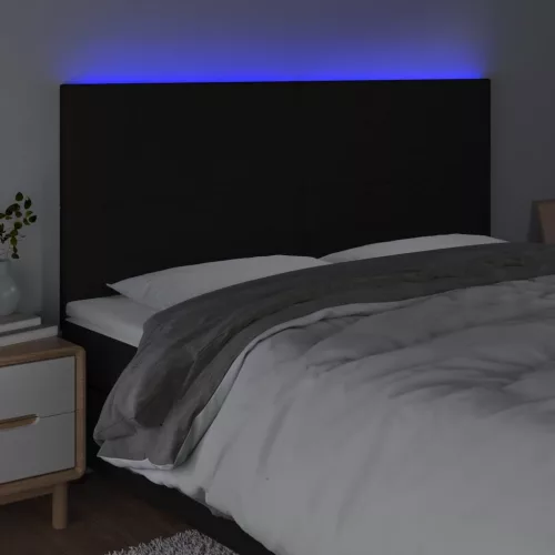 Fekete szövet LED-es fejtámla 160x5x118/128 cm