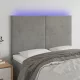 Világosszürke bársony LED-es fejtámla 144x5x118/128 cm