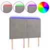 Világosszürke bársony LED-es fejtámla 144x5x118/128 cm