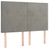 Világosszürke bársony LED-es fejtámla 144x5x118/128 cm