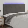 Sötétszürke bársony LED-es fejtámla 160x5x118/128 cm