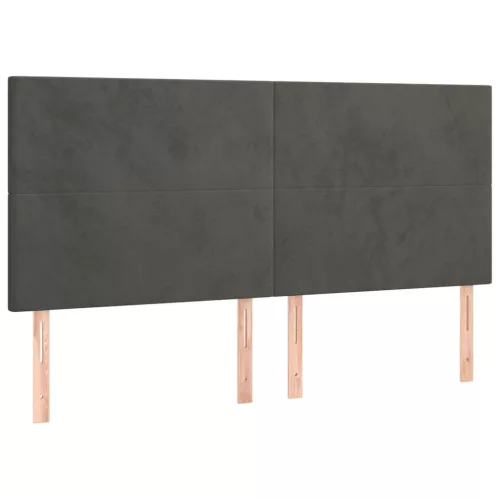 Sötétszürke bársony LED-es fejtámla 160x5x118/128 cm
