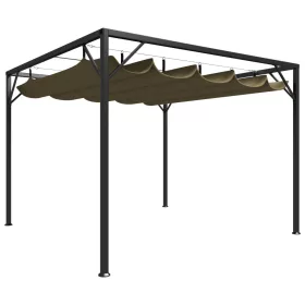  Tópszínű kerti pavilon behúzható tetővel 3 x 3 m 180 g/m²