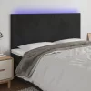 Fekete bársony LED-es fejtámla 160x5x118/128 cm