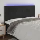 Fekete bársony LED-es fejtámla 160x5x118/128 cm