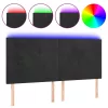 Fekete bársony LED-es fejtámla 160x5x118/128 cm