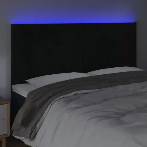 Fekete bársony LED-es fejtámla 160x5x118/128 cm