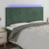 Sötétzöld bársony LED-es fejtámla 160x5x118/128 cm