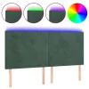 Sötétzöld bársony LED-es fejtámla 160x5x118/128 cm