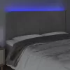 Világosszürke bársony LED-es fejtámla 180x5x118/128 cm