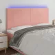 Rózsaszín bársony LED-es fejtámla 180x5x118/128 cm