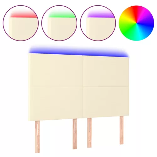 Krémszínű műbőr LED-es fejtámla 144x5x118/128 cm