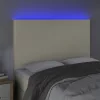 Krémszínű műbőr LED-es fejtámla 144x5x118/128 cm