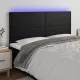 Fekete műbőr LED-es fejtámla 160x5x118/128 cm